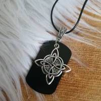 Keltische Knoten Kette als Raute im Wikinger Look mit Erkennungsmarke zum Gravieren/ Halskette mit Anhänger Bild 1