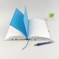 Notizbuch, Hunde, DIN A5, 150 Blatt, blau Punkte, handgefertigt Bild 4