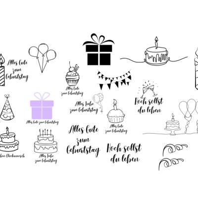 Geburtstags Bundle Plotterdatei - SVG Download Datei - Plotterdatei - Basteln - DIY - Cricut  - Happy Birthday Torte
