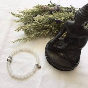Yoga-Armband Buddha, Jadearmband weiß, Buddhaschmuck, Geschenk zum Geburtstag Hochzeit, Geschenk Yogini, religiöses Armb Bild 5