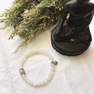 Yoga-Armband Buddha, Jadearmband weiß, Buddhaschmuck, Geschenk zum Geburtstag Hochzeit, Geschenk Yogini, religiöses Armb Bild 8