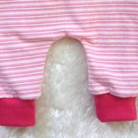 Newborn - Baby - Strampler - Romper - Gr. 50 - Rosa Streifen - Teddy Applikation Bild 3