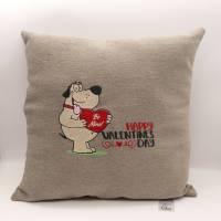 Liebesbisse: Hundemotiv Valentinskissen für Verliebte Handgemacht Bild 5
