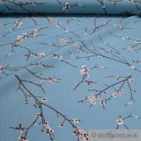 Stoff Baumwolle Polyester blau Kirschblüte Kirschblütenzweig Bild 1