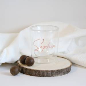 Personalisiertes Teeglas | Doppelwandiges Teeglas | Glas mit Namen | Geschenkidee | Geschenk Geburtstag | Bild 1