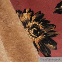 Stoff Polyester Fleece terracotta Sonnenblume Fellseite caramel weich kuschelig Bild 2