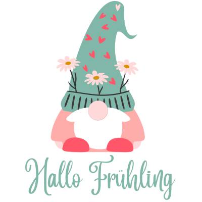 Hallo Frühling Zwerg Plotterdatei - SVG Download Datei - Plotterdatei - Basteln - DIY - Cricut  -