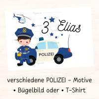 Bügelbild | T-Shirt | Geburtstags-Shirt | Polizei | ID 001 | verschiedene Motive Bild 1
