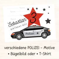 Bügelbild | T-Shirt | Geburtstags-Shirt | Polizei | ID 001 | verschiedene Motive Bild 3