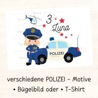 Bügelbild | T-Shirt | Geburtstags-Shirt | Polizei | ID 001 | verschiedene Motive Bild 4
