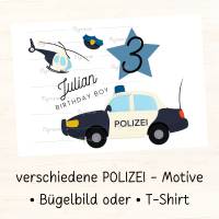 Bügelbild | T-Shirt | Geburtstags-Shirt | Polizei | ID 001 | verschiedene Motive Bild 5
