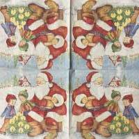 Serviette Weihnachtsmann und Kinder  -1 einzelne Serviette (W1) Bild 1
