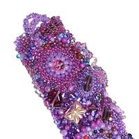 Armband mauve lila Unikat handgefertigt Glas handgestickt Ibiza stil Beerentöne Bild 5