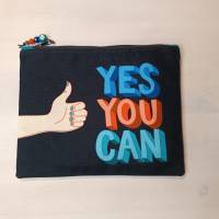 Tasche klein für Stifte, Krimskrams mit tollen Motiven "Yes you can" Bild 1