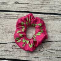 toller Zopfgummi Haargummi Scrunchie passend zu Ranzen - Strick-Optik Pink Grün - Bild 1