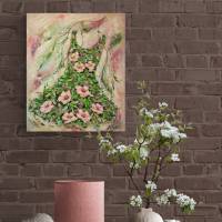 WILDROSEN-BLÜTENKLEID - florales, abstraktes Gemälde auf Leinwand von Christiane Schwarz Bild 2