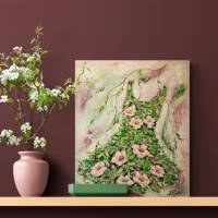 WILDROSEN-BLÜTENKLEID - florales, abstraktes Gemälde auf Leinwand von Christiane Schwarz Bild 3