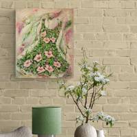 WILDROSEN-BLÜTENKLEID - florales, abstraktes Gemälde auf Leinwand von Christiane Schwarz Bild 5
