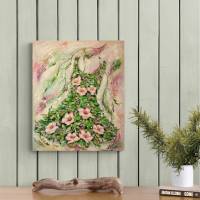 WILDROSEN-BLÜTENKLEID - florales, abstraktes Gemälde auf Leinwand von Christiane Schwarz Bild 6