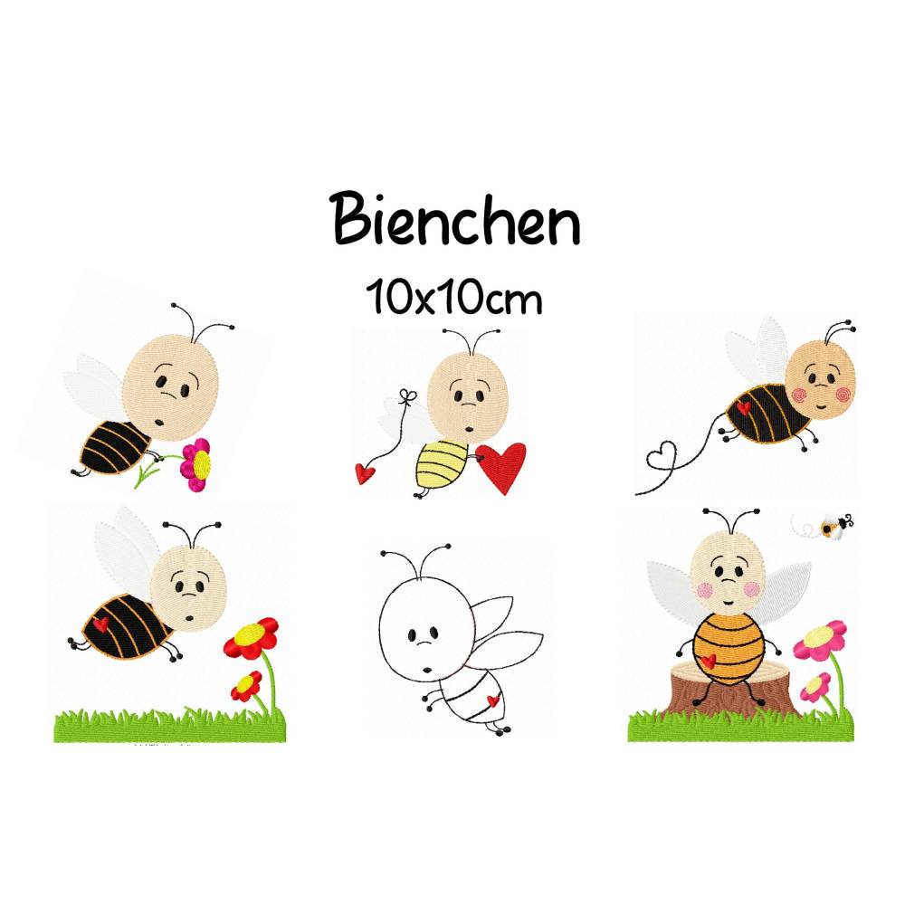 Stickdatei Bienchen 10x10cm Rahmen Bild 1