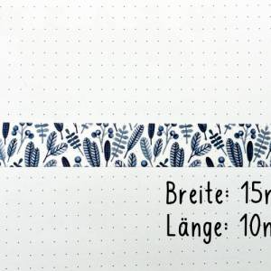 Washi Tape | florales Muster in blau | 10 m | Aufkleber | Bulletjournal | Journal Sticker | Watercolor Bild 3
