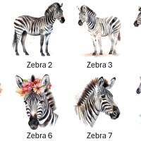 Bügelbilder Bügelmotiv Zebra Pferd Afrika Savanne Blumen Junge Mädchen Höhe 10cm Bild 2
