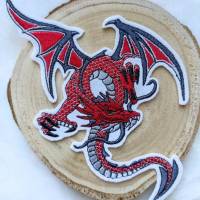 Dragon Chinesischer Drache Stickapplikation XL in Wunschfarbe rot Bild 1