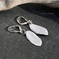 Ohrringe aus der Natur, Ohrhänger Salbeiblatt aus Silber Bild 2