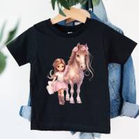 Bügelbild Reiterin Pferd Mädchen Mähne Rose Kleidchen  verschiedene Größen Bild 1