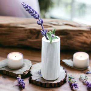 Kleine Vase mit Rillen Silikon Gießform, Kerzengefäß Silikonform für Beton Raysin Stabkerze Kerzenhalter Gefäß Vasenform Bild 4