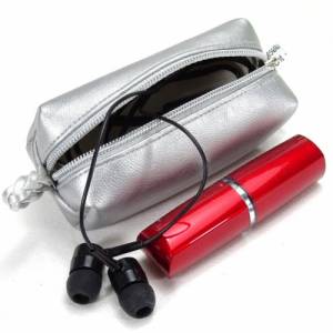Kosmetiktasche Kunstleder silberfarben, mini boxybag Kosmetik Schlüsselanhängertäschchen, handmade BuntMixxDesign Bild 1