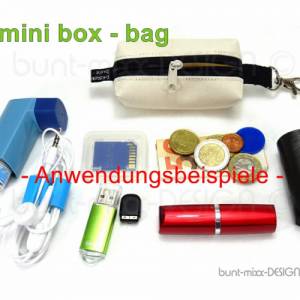 Kosmetiktasche Kunstleder silberfarben, mini boxybag Kosmetik Schlüsselanhängertäschchen, handmade BuntMixxDesign Bild 5