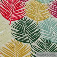 Stoff Dralon ecru Palmblätter bunt wasserabweisend outdoor Teflon beschichtet Bild 4
