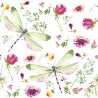 20 Lunchservietten Summer Field, mit Sommerblumen, Blümchen und Libellen, von Paper+Design Bild 1