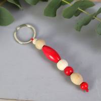 Schlüsselanhänger Taschenanhänger Holzperlen natur rot #2 Bild 4