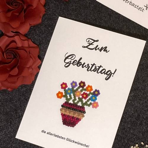Grußkarte Glückwunschkarte Geburtstag Blumenstrauß Klappkarte