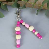 Schlüsselanhänger Taschenanhänger Holzperlen pink natur #2 Bild 3