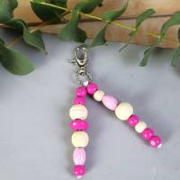 Schlüsselanhänger Taschenanhänger Holzperlen pink natur #2 Bild 4