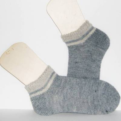 Loferl Trachtensocke Wandersocken, Sneaker-Socken, grau, grün, kurze Sport-Socken handgestrickt, Männer Knöchelsocken,