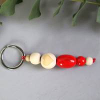 Schlüsselanhänger Taschenanhänger Holzperlen natur rot #3 Bild 2