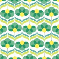20 Lunchservietten Geo Flowers Green, mit stilisierten Retroblumen, von Paper+Design Bild 1