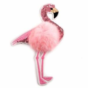 Flamingo mit Fell Bügel-Applikation Bild 1