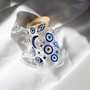 Eiscafé Glas | Limonadenglas | Dosenglas | Libbey can | Nazar-Amulett | Blaues Auge Bild 2