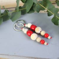 Schlüsselanhänger Taschenanhänger Holzperlen natur rot #4 Bild 3