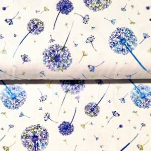 Jersey Baumwollstoff Pusteblumen Blau, Baumwolljersey floral, Jersey fr Jungs und Mdchen Bild 1