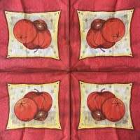 Apfel Orange und Nuss eine rote Motivserviette - zum Basteln - Serviettentechnik (W1) Bild 1