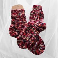 dekorative Woll - Socken, handgestrickt mit kleinem Strukturmuster, Größe 40 - 42 Bild 3