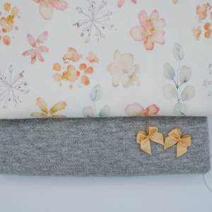 Mädchen Stoffpaket Pastellblüten Jersey mit grauem Lochstrick Jersey Bild 2