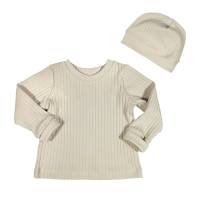 Langarmshirt Rib Shirt aus Strickstoff beige - ab Gr. 56 bis 158 - Baby Frühchen Jungen Mädchen Bild 3