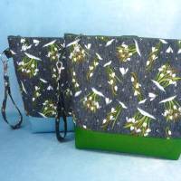 Projekttasche  L mit Schneeglöckchen (grün) | Handarbeitstasche mit Reißverschluss | Beutel für unterwegs | Kulturtasche Bild 9